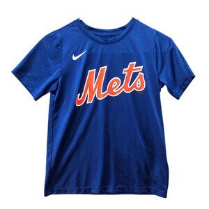 Nike Mets Active T Shirt Boys M (10) Blue Short Sleeve Jersey #5
